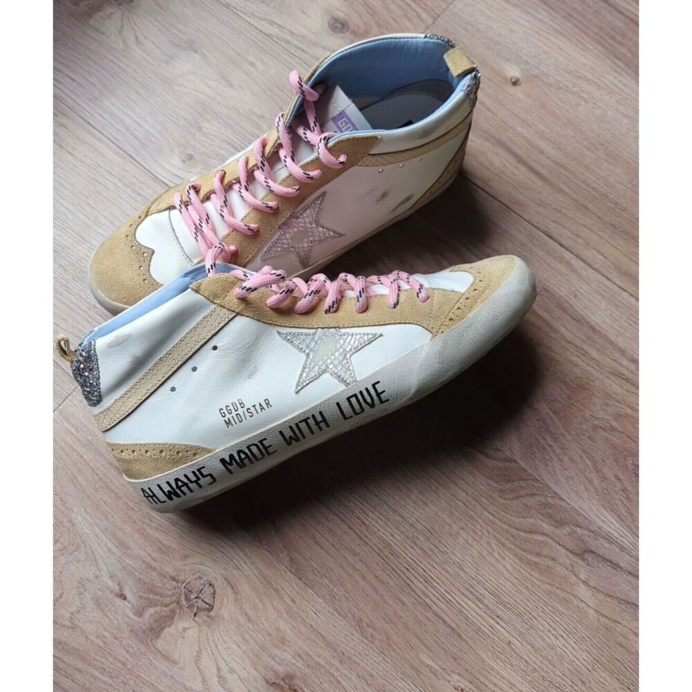 Golden Goose Mid Star Brogue Womens 42 Beige White